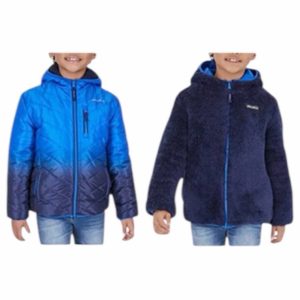 Eddie Bauer Kids Reversible Blue Ombré Coat Puffer Jacket